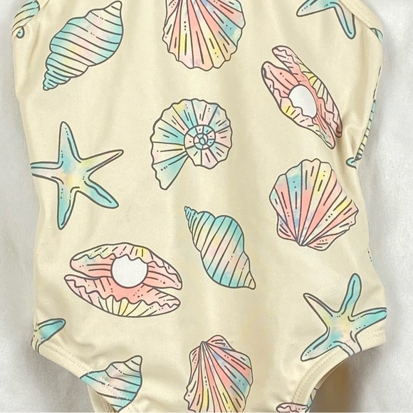 Old Navy Baby Girl Seashell Starfish Print One Piece Swimsuit Size 18-24 Months - Picture 6 of 16